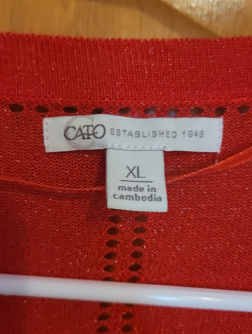 Cato Shimmery Open-Front Red Cardigan, Size XL - Picture 3 of 3